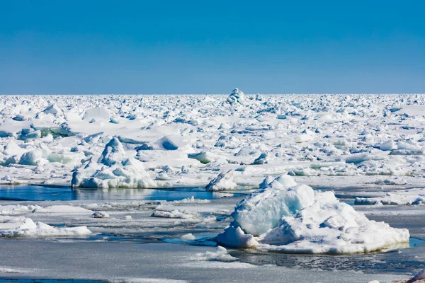 Oceano Atlantico Settentrionale Pack Ice Miscuglio Spessi Pesanti Banchi Ghiaccio — Foto Stock