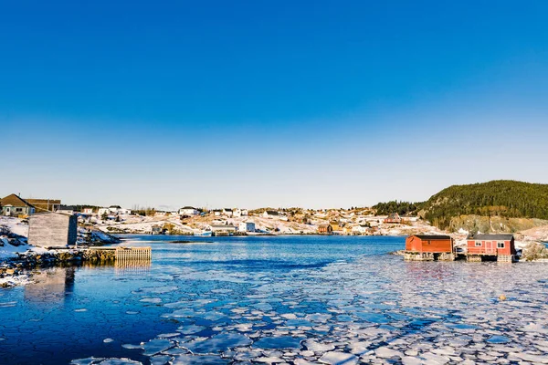 Зимний День Городке Тардс Харбур Острове Новый Свет Ньюфаундленд Северная — стоковое фото