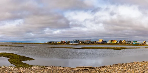 Panorama Tuktoyaktuk Vid Stranden Beaufort Hav Eller Norra Ishavet Isolerad — Stockfoto