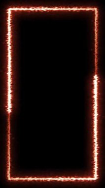 Dönen neon ışık çerçevesi. Parçacık enerji çerçevesi. Soyut teknoloji