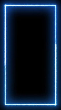 Dönen neon ışık çerçevesi. Parçacık enerji çerçevesi. Soyut teknoloji