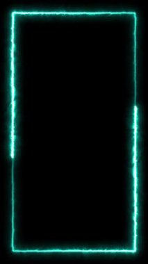 Dönen neon ışık çerçevesi. Parçacık enerji çerçevesi. Soyut teknoloji