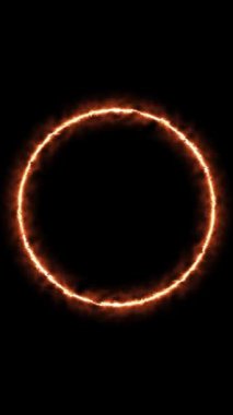 Dönen neon ışık çerçevesi. Parçacık enerji çerçevesi. Soyut teknoloji