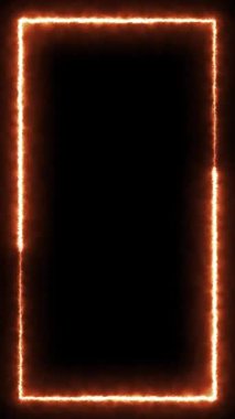 Dönen neon ışık çerçevesi. Parçacık enerji çerçevesi. Soyut teknoloji