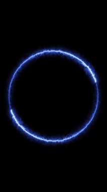 Dönen neon ışık çerçevesi. Parçacık enerji çerçevesi. Soyut teknoloji
