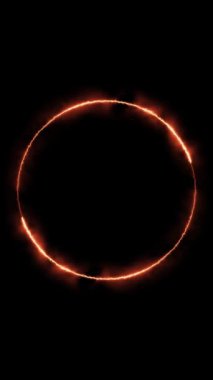 Dönen neon ışık çerçevesi. Parçacık enerji çerçevesi. Soyut teknoloji