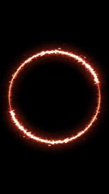 Dönen neon ışık çerçevesi. Parçacık enerji çerçevesi. Soyut teknoloji