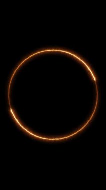 Dönen neon ışık çerçevesi. Parçacık enerji çerçevesi. Soyut teknoloji