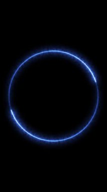 Dönen neon ışık çerçevesi. Parçacık enerji çerçevesi. Soyut teknoloji