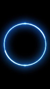 Dönen neon ışık çerçevesi. Parçacık enerji çerçevesi. Soyut teknoloji