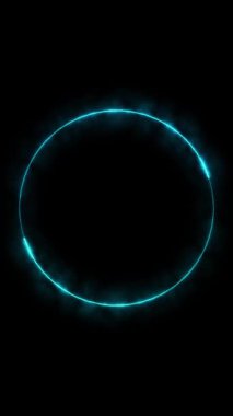 Dönen neon ışık çerçevesi. Parçacık enerji çerçevesi. Soyut teknoloji