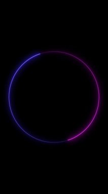Dönen neon ışık çerçevesi. Parçacık enerji çerçevesi. Soyut teknoloji