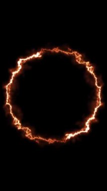 Dönen neon ışık çerçevesi. Parçacık enerji çerçevesi. Soyut teknoloji