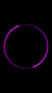 Dönen neon ışık çerçevesi. Parçacık enerji çerçevesi. Soyut teknoloji