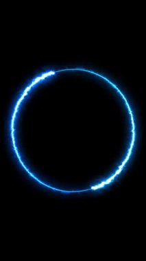 Dönen neon ışık çerçevesi. Parçacık enerji çerçevesi. Soyut teknoloji