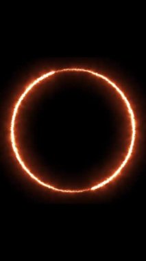 Dönen neon ışık çerçevesi. Parçacık enerji çerçevesi. Soyut teknoloji