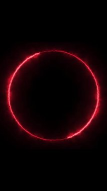 Dönen neon ışık çerçevesi. Parçacık enerji çerçevesi. Soyut teknoloji