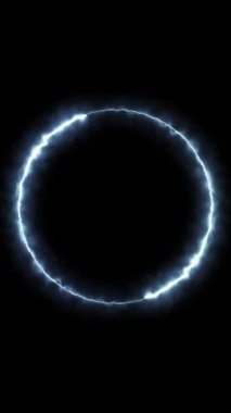Dönen neon ışık çerçevesi. Parçacık enerji çerçevesi. Soyut teknoloji