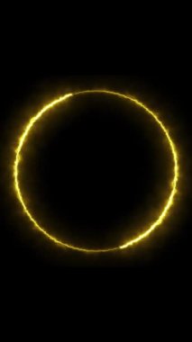 Dönen neon ışık çerçevesi. Parçacık enerji çerçevesi. Soyut teknoloji