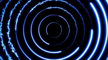 Dönen neon ışık dairesi enerjisi. Parçacık enerji sarmalı. Soyut teknoloji