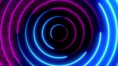 Dönen neon ışık dairesi enerjisi. Parçacık enerji sarmalı. Soyut teknoloji