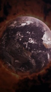 Global warming concept. Earth globe 3d burning for climate changes. World pollution and weather disaster.