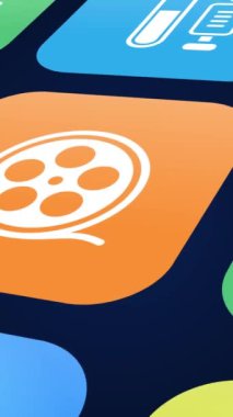 Renkli kareleri yanıp sönen geçmişe dönük animasyon. 3d