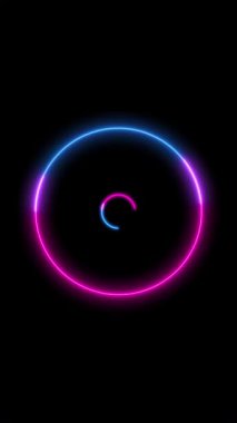Canlandırılmış neon daireli soyut arkaplan - Sonsuz döngü. Bitmek bilmeyen döngü canlandırması.