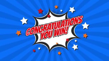Kazanan animasyon metni. En iyi sonuç için tebrikler. Kazanan mesaj. Kazanan kutlama