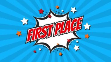 Kazanan animasyon metni. En iyi sonuç için tebrikler. Kazanan mesaj. Kazanan kutlama