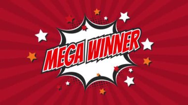 Kazanan animasyon metni. En iyi sonuç için tebrikler. Kazanan mesaj. Kazanan kutlama