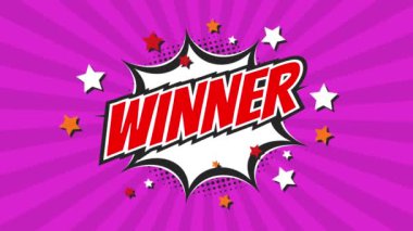 Kazanan animasyon metni. En iyi sonuç için tebrikler. Kazanan mesaj. Kazanan kutlama