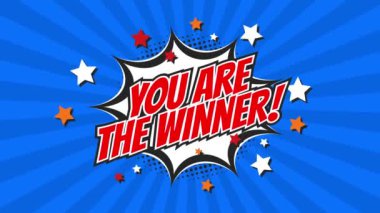 Kazanan animasyon metni. En iyi sonuç için tebrikler. Kazanan mesaj. Kazanan kutlama