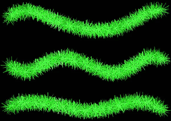 緑のクリスマスの鎖のセット あなたのグラフィックイラストのためのデザイン要素黒の背景に隔離され ベクトル — ストックベクタ