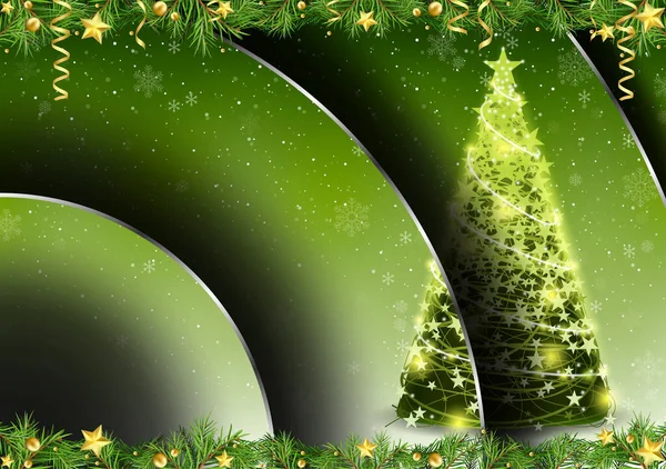 Zöld Absztrakt Karácsonyi Motívum Kaszkádos Háromdimenziós Árnyékok Egy Karácsonyfa Hatásával Jogdíjmentes Stock Illusztrációk