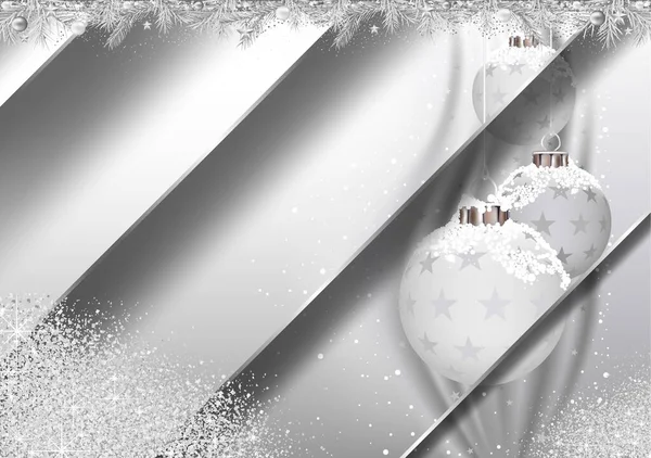 Silver Modern Jul Bakgrund Med Lager Effekt Med Julbollar Motiv Royaltyfria Stockvektorer