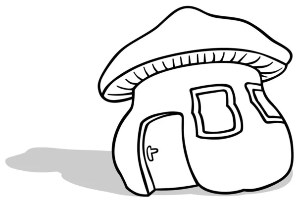 Desenho Cogumelo Como Uma Pequena Casa Ilustração Dos Desenhos Animados — Vetor de Stock