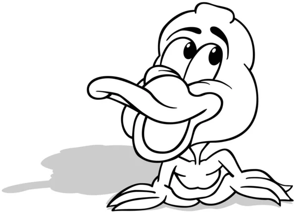 배경에 고립된 Drawing Duckling Big Smile Cartoon Illustration Isolated White — 스톡 벡터