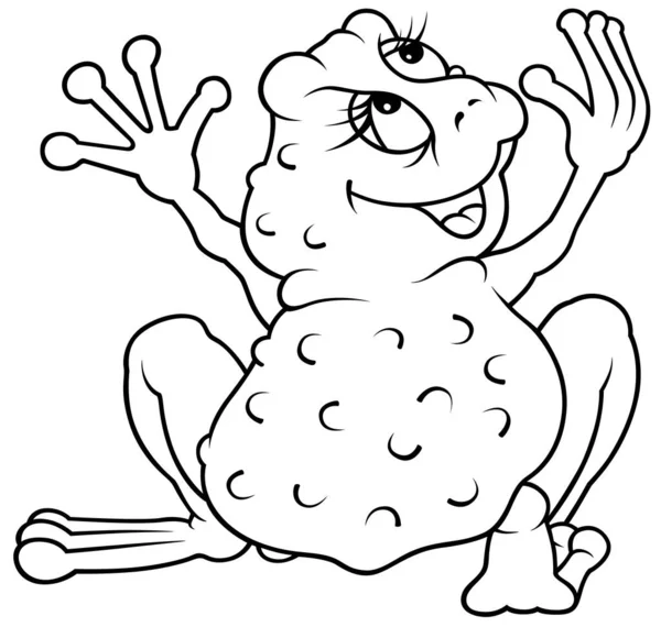 Рисунок Лягушки Заднего Вида Карикатура Изолированная Белом Фоне Вектор — стоковый вектор