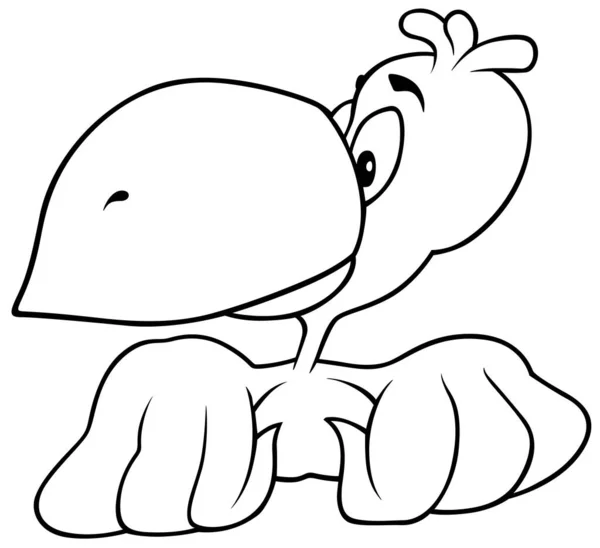 Drawing Sitting Parrot Big Beak Cartoon Illustration Isolated White Background — стоковий вектор