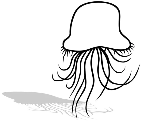 Zeichnung Einer Meeresqualle Karikatur Auf Weißem Hintergrund Vektor — Stockvektor