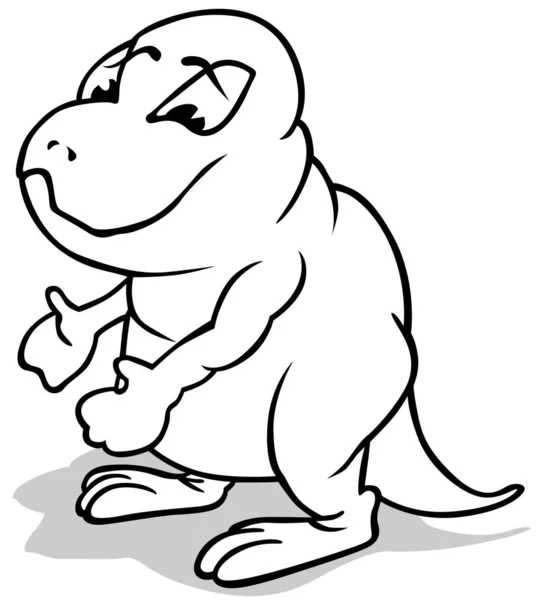 Drawing Funny Dinosaur Fat Belly Cartoon Illustration Isolated White Background — 스톡 벡터