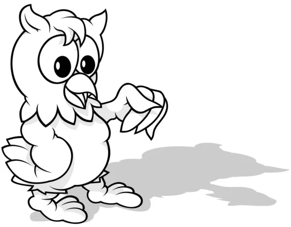 Kresba Mluvící Moudré Sovy Gesta Jeho Křídly Cartoon Illustration Izolované — Stockový vektor