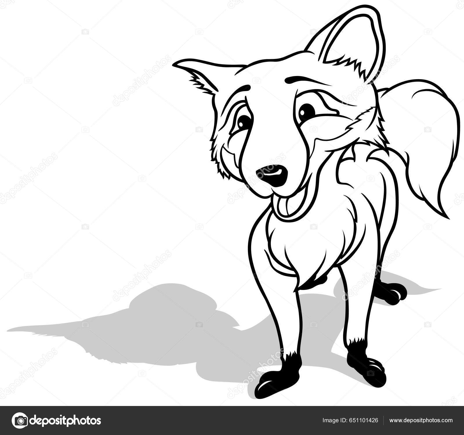 O desenho de uma raposa com uma faixa branca no rosto.