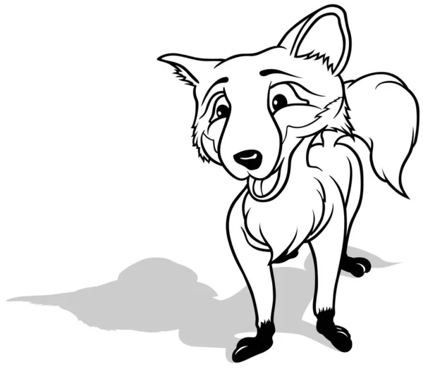 一只脸上挂着微笑的常备狐狸的画像 以白色背景为背景的卡通图解 — 图库矢量图片