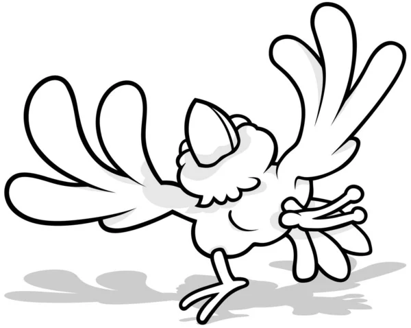 Kresba Tančícího Vrabce Pohledu Zdola Karikatura Ilustrace Izolovaná Bílém Pozadí — Stockový vektor