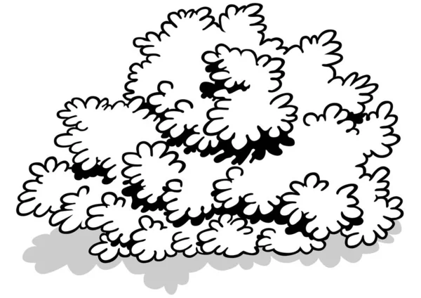 Disegno Arbusto Denso Illustrazione Del Fumetto Isolato Sfondo Bianco Vettore — Vettoriale Stock