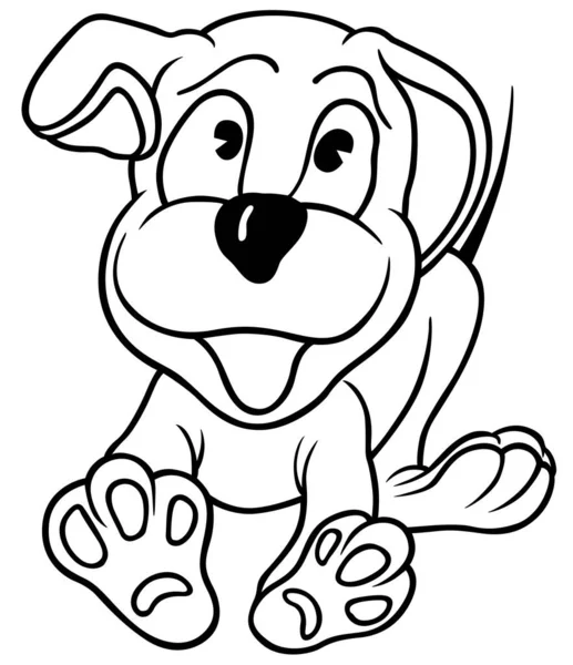画中一只带微笑的小狗 以白色背景为背景的卡通画 — 图库矢量图片