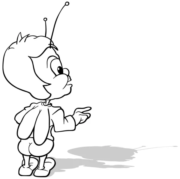 Zeichnung Eines Käfers Von Hinten Wie Mit Einem Finger Zeigt — Stockvektor