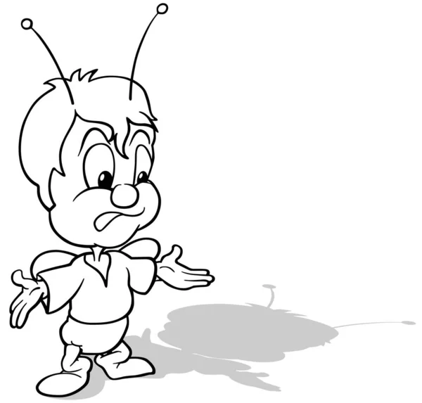 Açık Kollu Tartışan Böceğin Çizimi Beyaz Arkaplanda Zole Edilen Çizgi — Stok Vektör